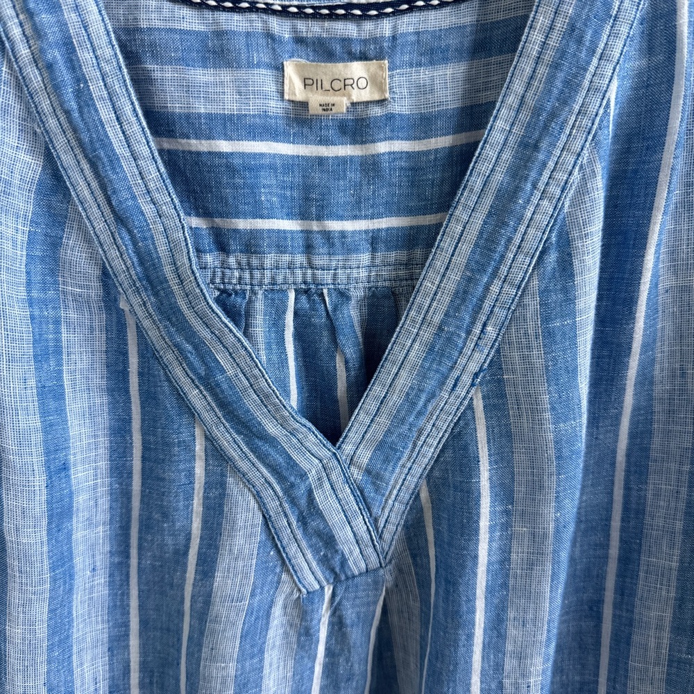 Anthropologie Pilcro Blue and White Striped Blouse - Picture 3 of 3